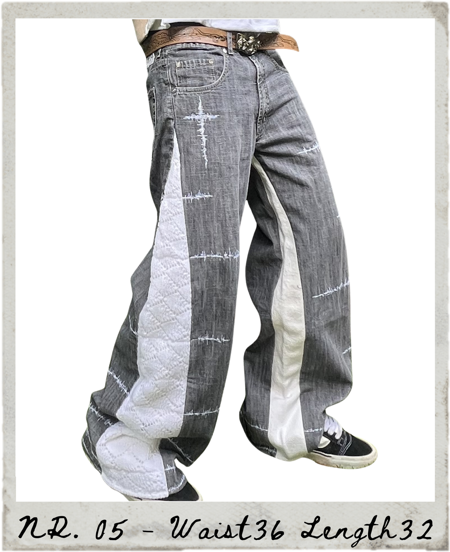 cross n scars flared denim