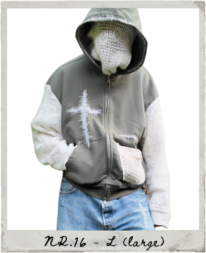 Embroidered Cross Knitted Hoodie NR.16