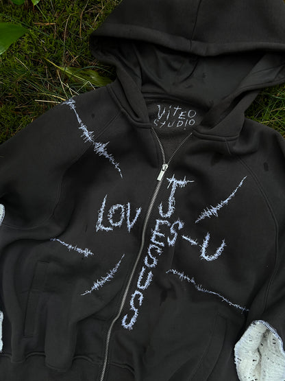 Jesus Loves•U Embroidered Hoodie NR.11