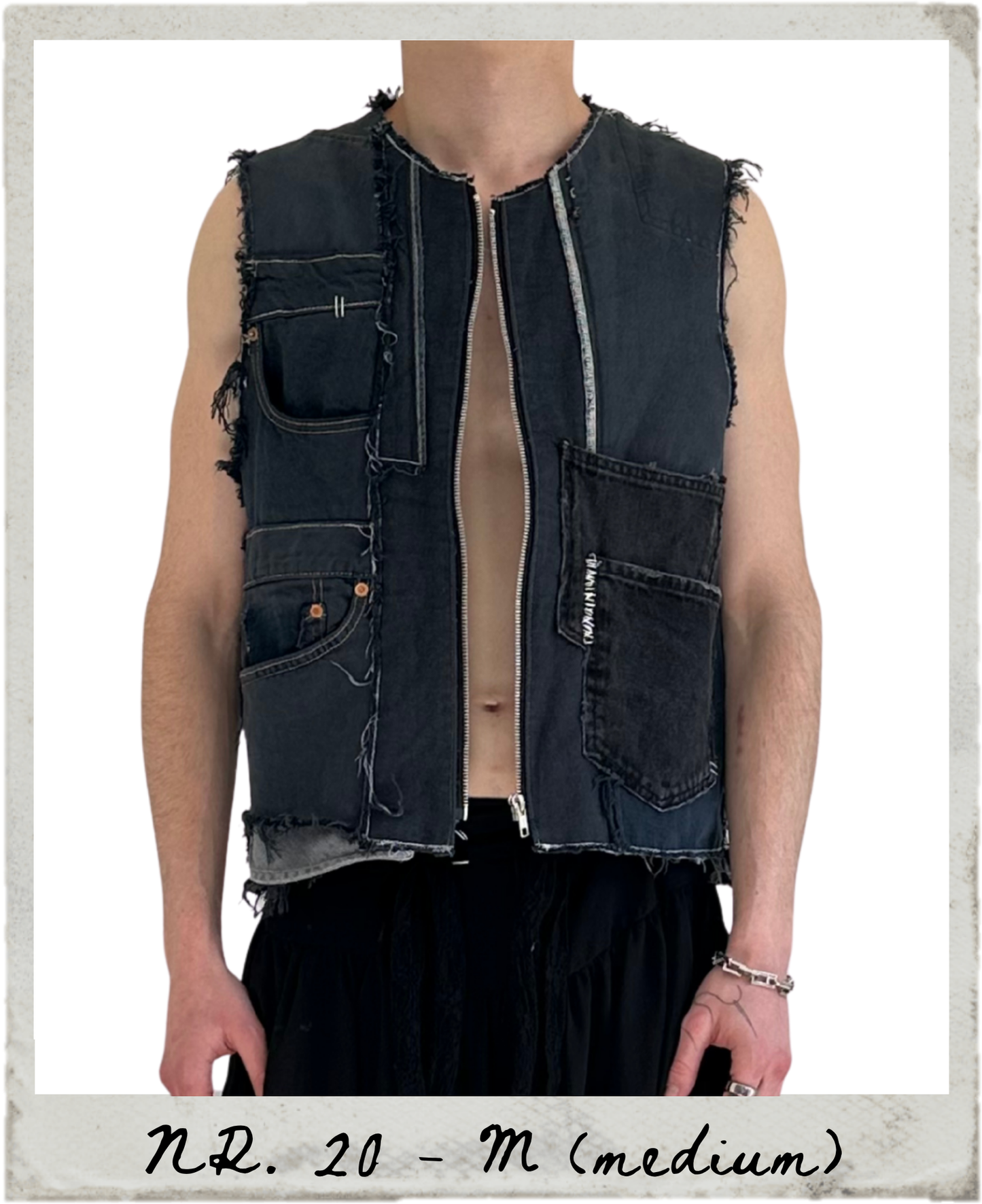 denim puzzle vest