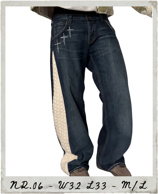 Crochet Flared Cross Denim Jeans NR.06