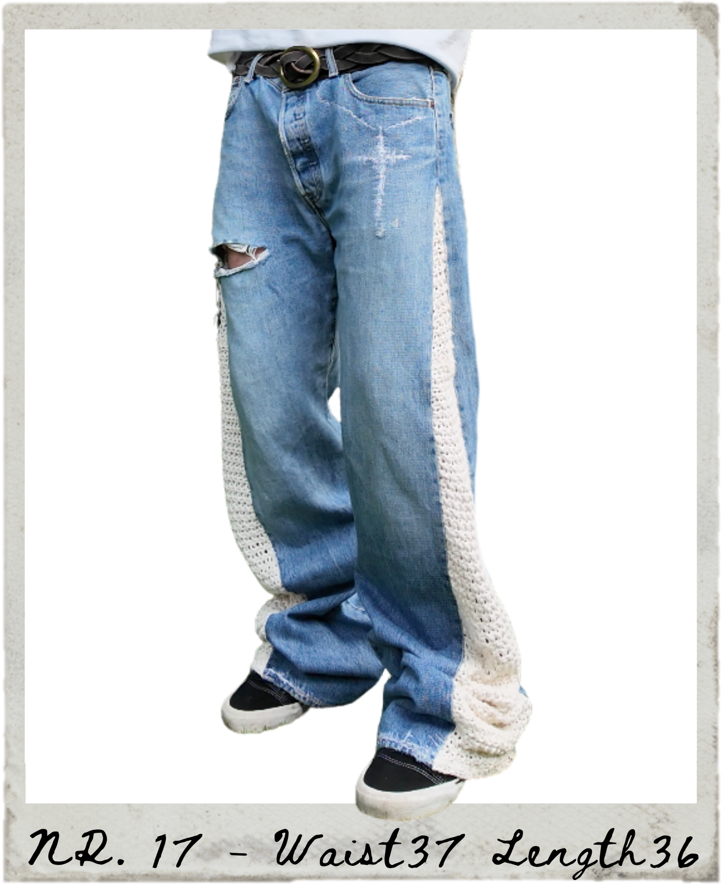 crochet flared denim