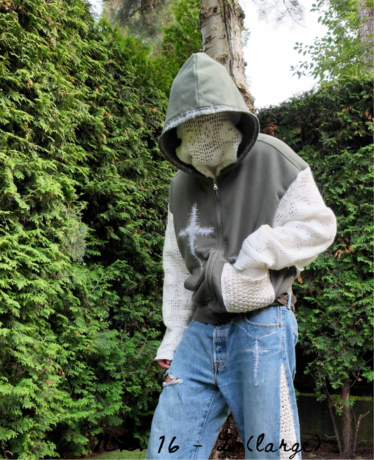 Embroidered Cross Knitted Hoodie NR.16